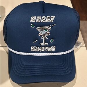 Anthropologie Merry Martini Blue Trucker Hat O/S